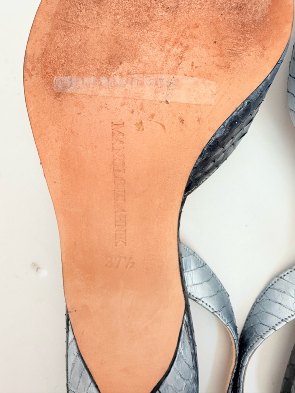 Manolo Blahnik Archive Python Slingback Heels Filigree Crystal Buckle EU 37.5 - Picture 8 of 10
